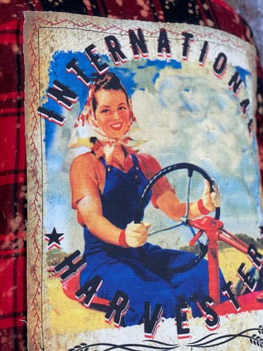 International Harvester Tractor Art Flannel- Distressed Red-SALE!